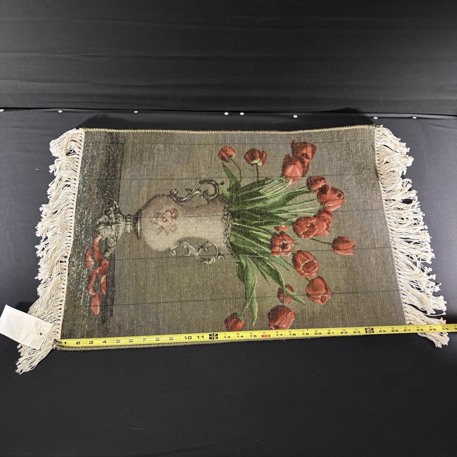 Pictorial Rug 3D Tulips Hand Knotted 27”x 20”  w/Rug Hangers23