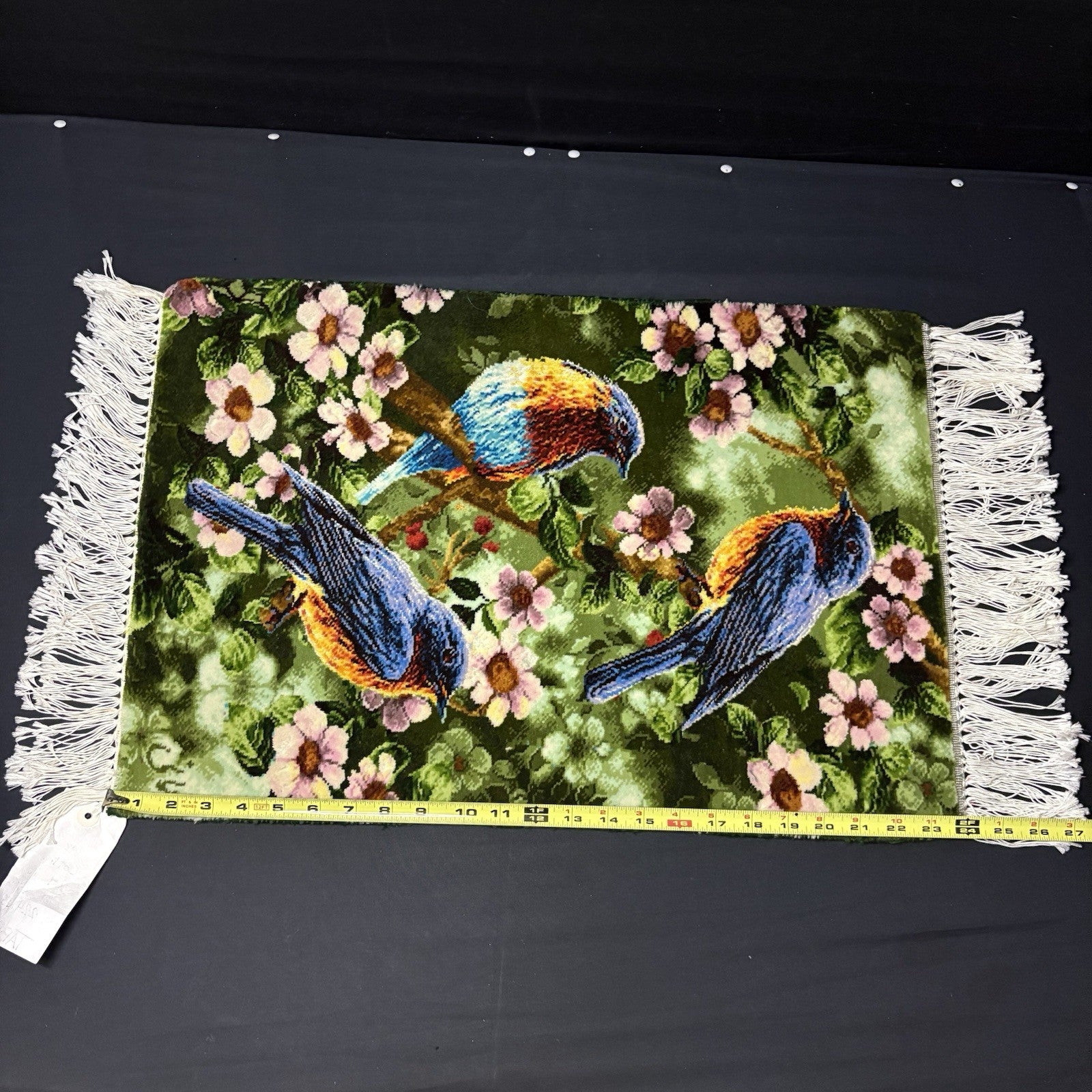 Pictorial Rug Hand Knotted Birds 24”x16” 60X40cm 224KPSI w/Rug Hangers13
