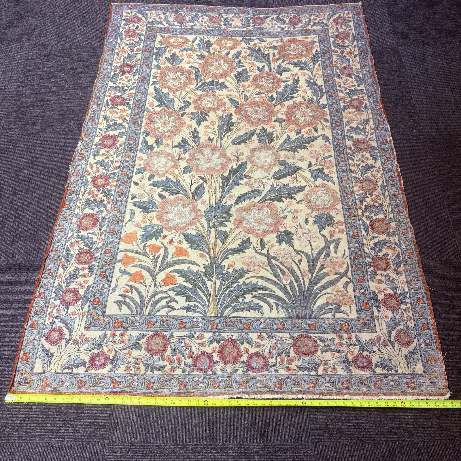 Semi-Antique Distressed  Hand Knotted Rug 5x7 Floral 306KPSI RARE Qomm Rug12