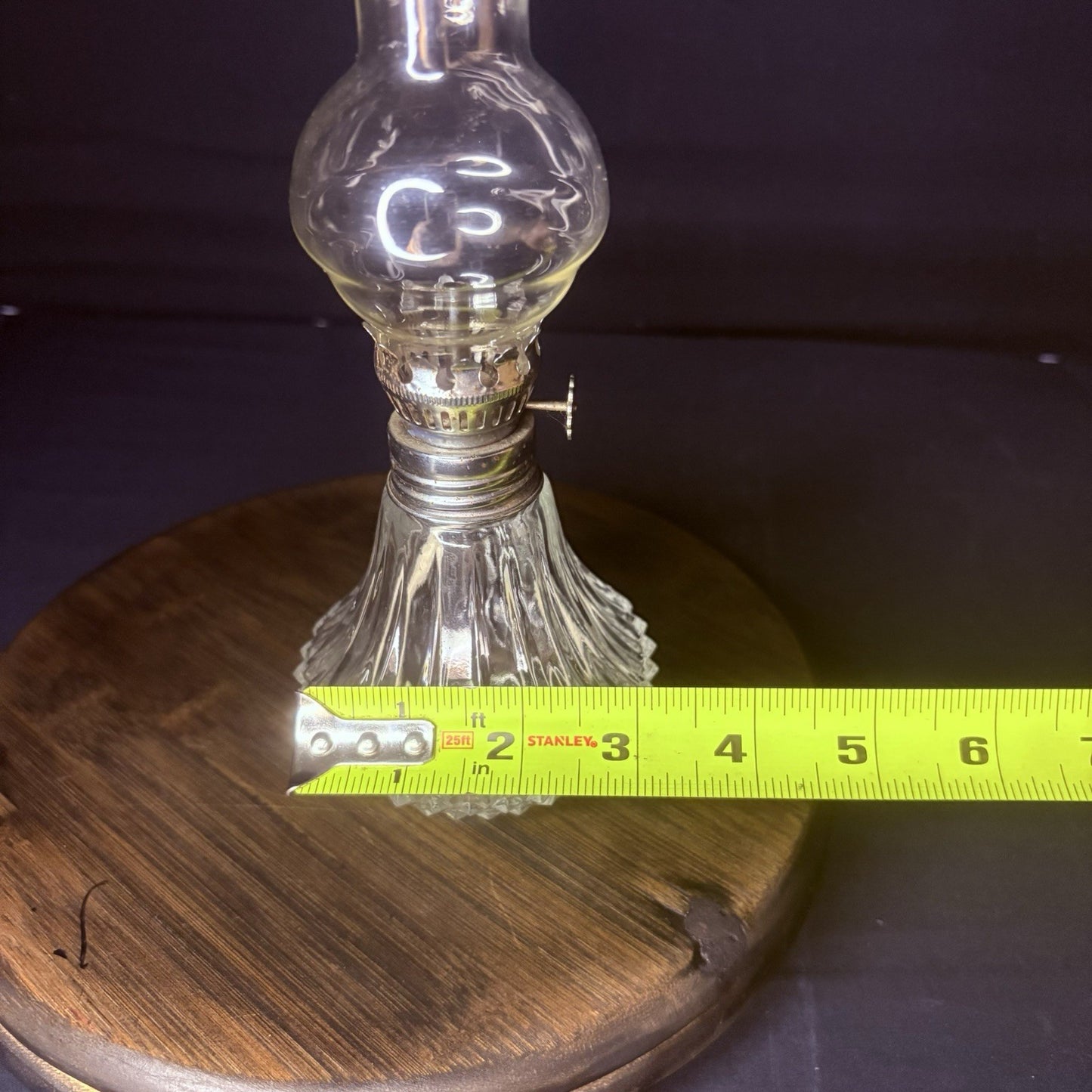 VTG Miniature Hurricane Oil Lamp Lamplight Farms Bubble Globe, Diamond Cut Base9
