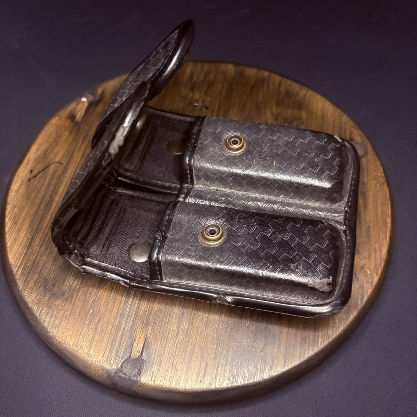 Bianchi Magazine Pouch (Double Stack 9mm) Leather Basket Weave Size 26