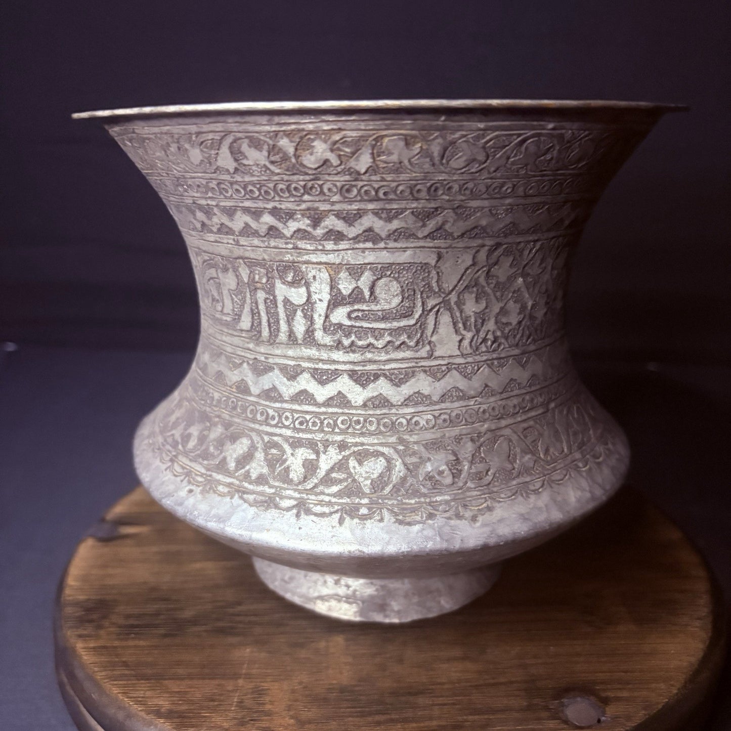 Qajar Era Copper Vessel Hand Hammered Islamic Calligraphy Tinned Late 1800s6