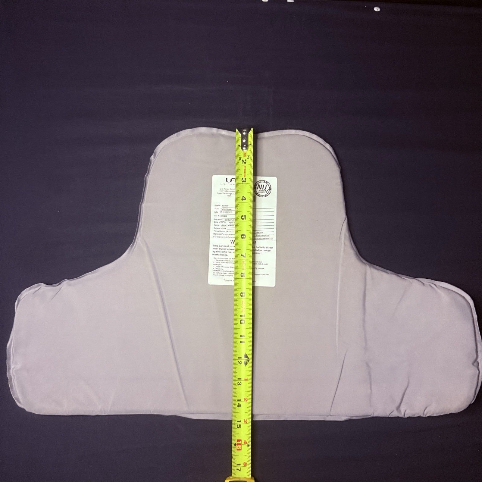 US Armor IIIA (3A) Bullet Proof Concealable Vest ~Size Medium~ 201915