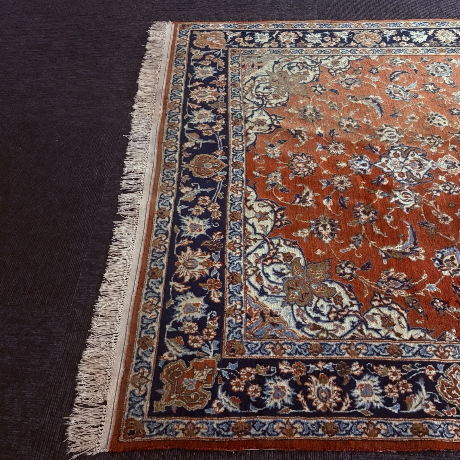 Semi-Antique Hand Knotted Rug 5x7 Medallion 324KPSI Estate Find 1970s Floral Rug4