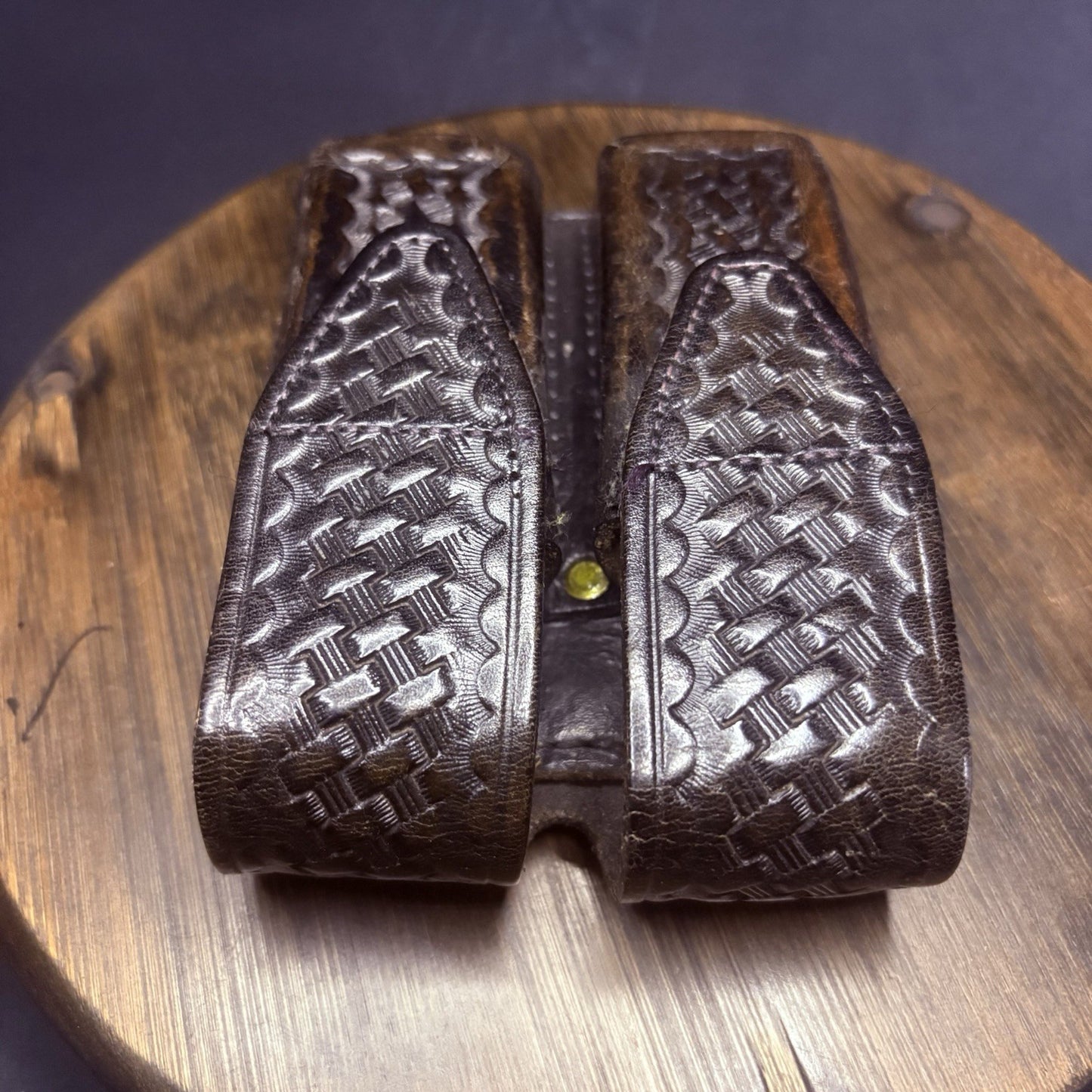 Gorgeous Tex Shoemaker GLOCK 21 Magazine Pouch Basketweave Leather (See Photos!)9