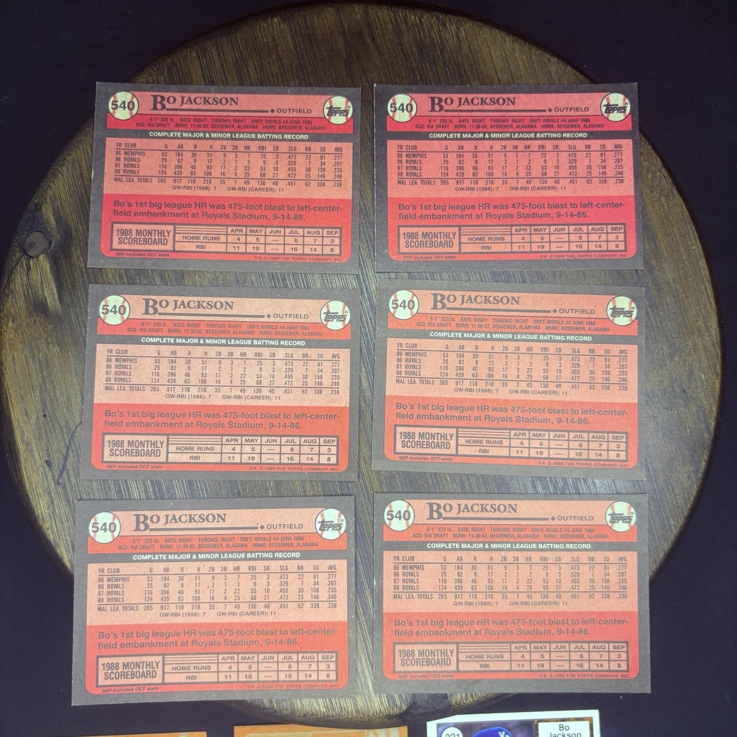 (Lot of 12) 1989 Bo Jackson Trading Cards #221, #540, #750, #180, #208, #28512