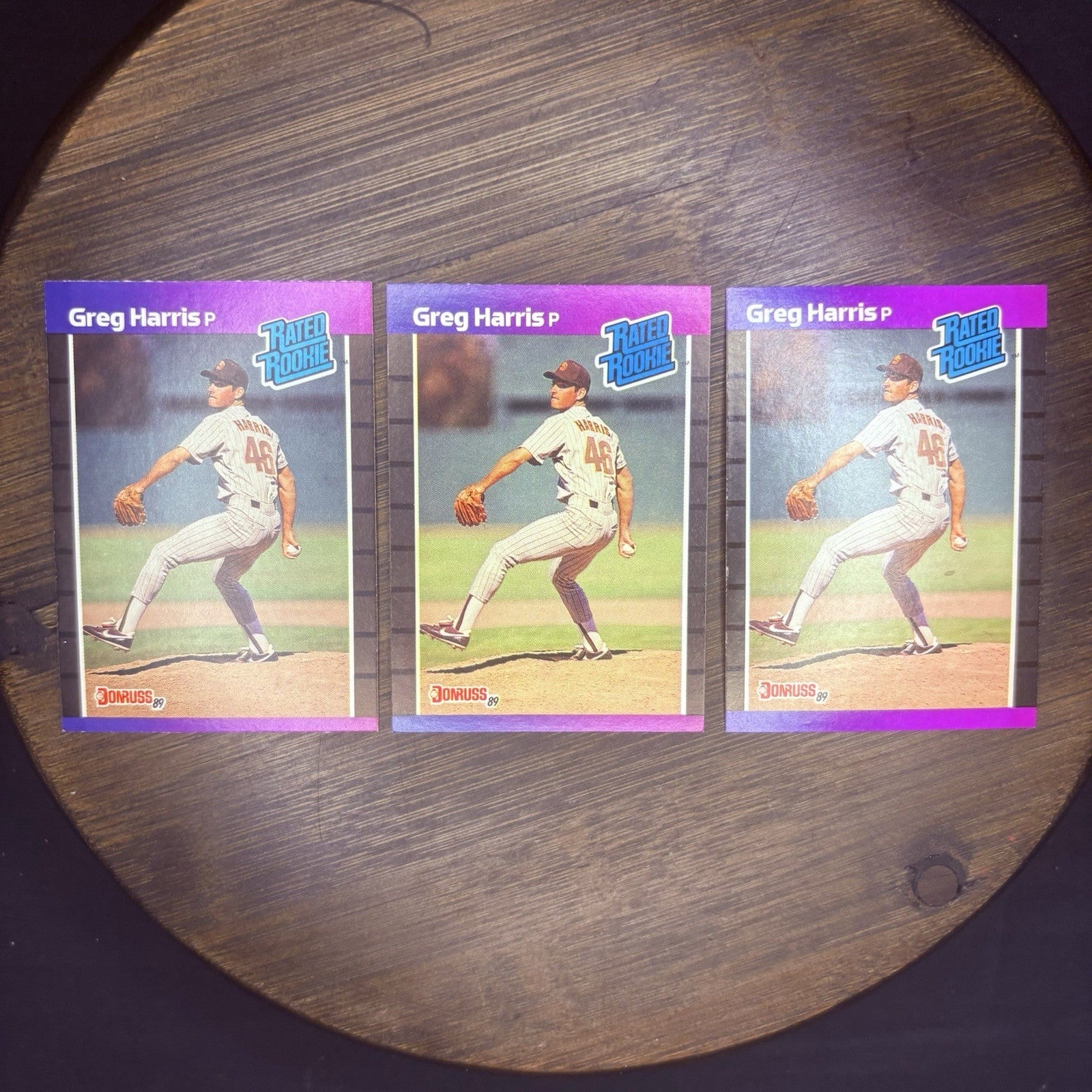 (Lot Of 3) 1989 Donruss #34 Greg Harris Rated Rookie San Diego Padres Pittsboro0