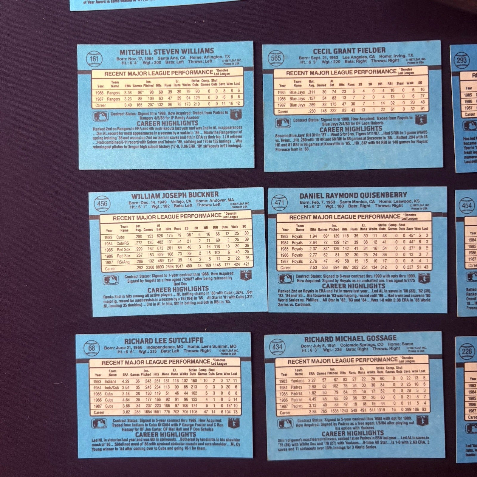 1987 Donruss High Grade Baseball  25 Card Lot #18