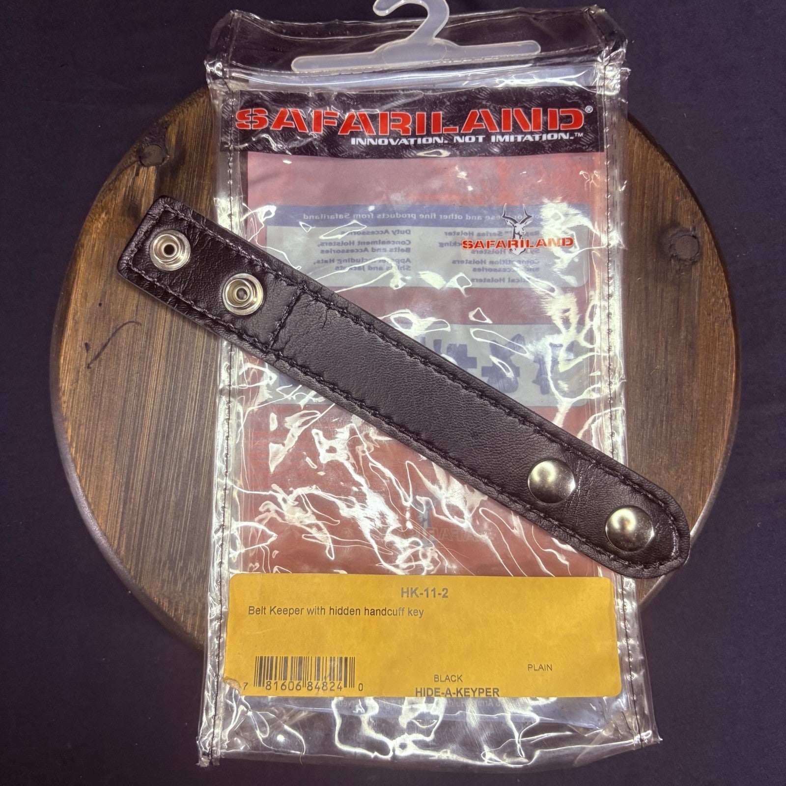 Belt Keeper w/ Hidden Handcuff Key HK-11 Hide-a-Keyper Black Leather Chrome Snap2