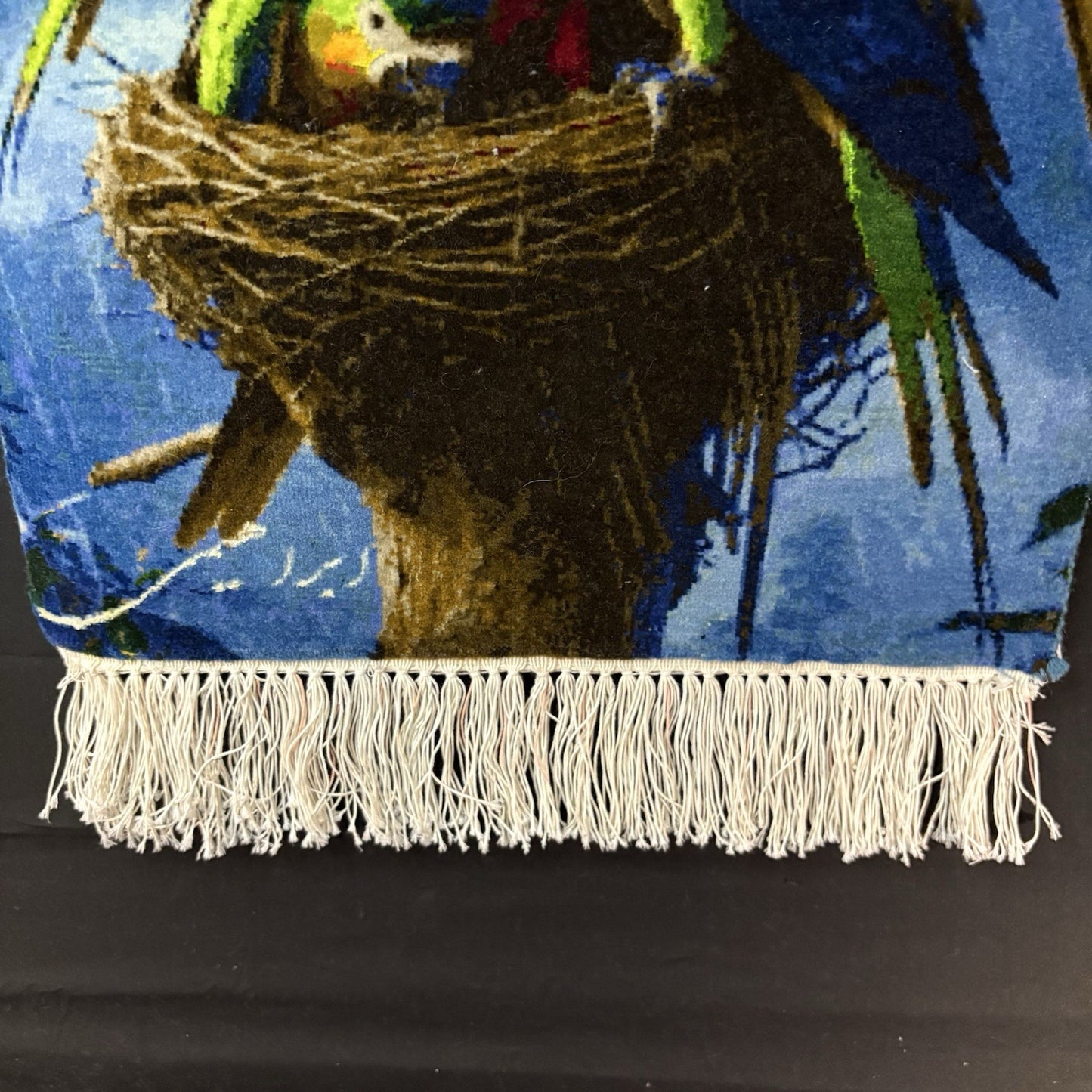 Persian Pictorial Rug Bird Hand Knotted 24”x16” 60X40cm 304KPSI w/Rug Hangers6