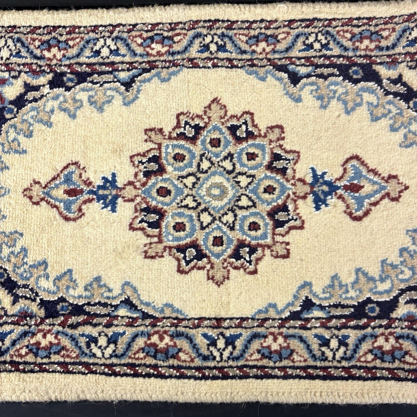 Persian Nain Rug Hand Knotted Blue Medallion 2'x1' or 24"x15" or 40cm X 60cm 2