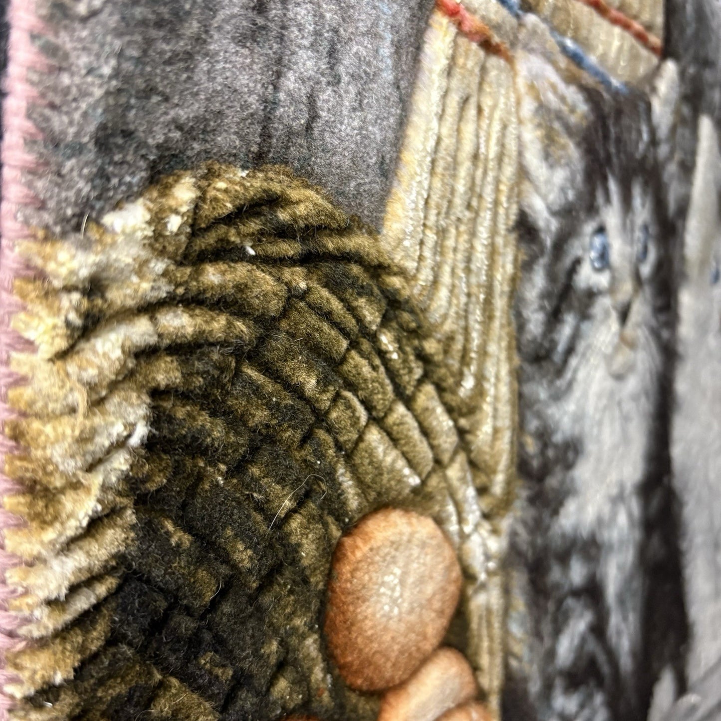 Pictorial Rug 3-D Kittens Tabrizz Hand Knotted 24”x16” w/Rug Hangers10