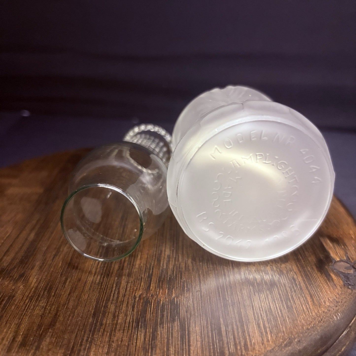 VTG Miniature Hurricane Oil Lamp LampLight Farms Frosted Glass Austria Made 9.5”5