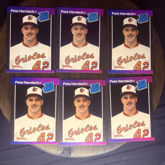 (Lot Of 6) 1989 Donruss #44 Pete Harnisch Rookie Card Baltimore Orioles Card Lot0