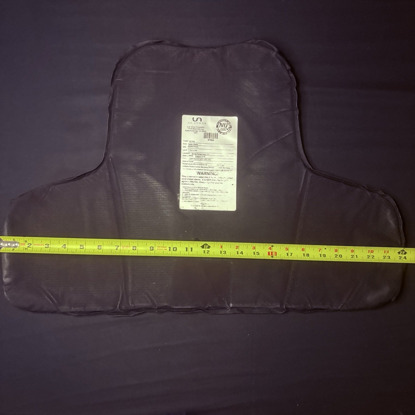 US Armor IIIA (3A) Bullet Proof Concealable Vest -Size Large- 201914
