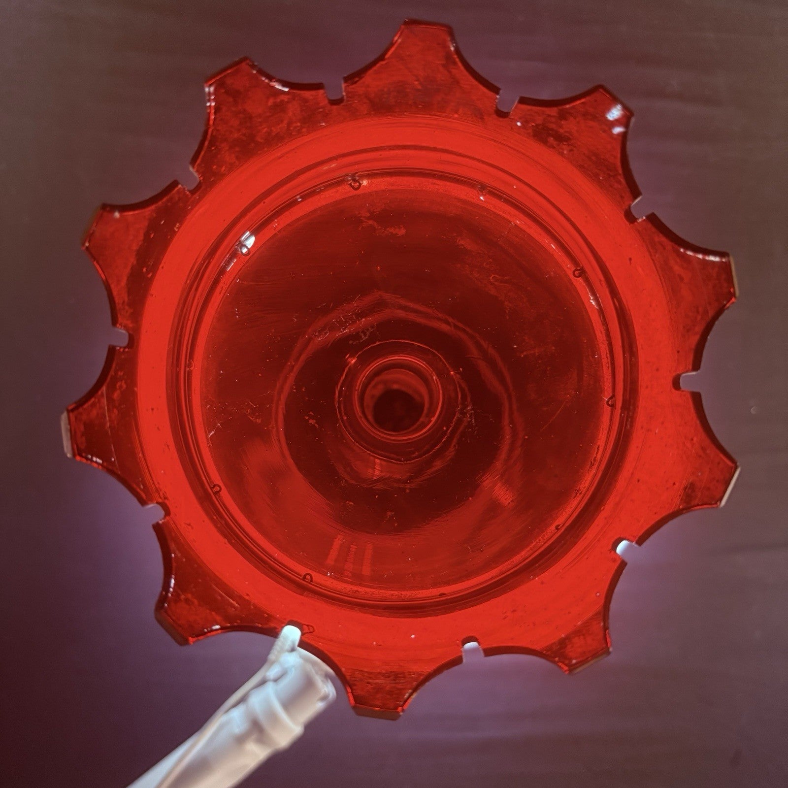 19th Century Bohemian Ruby Glass Mantle Luster 1860-1880 12" Tall 6" Diameter6