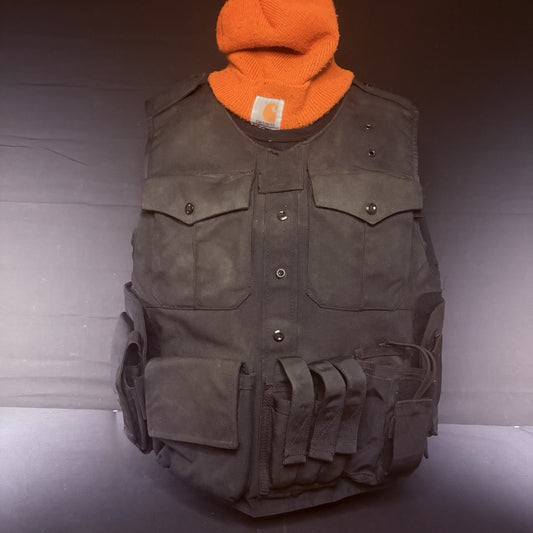 Cordura Tactical Plate Carrier Size XL USA Made w/Radio, Mag, Utility Pouches0