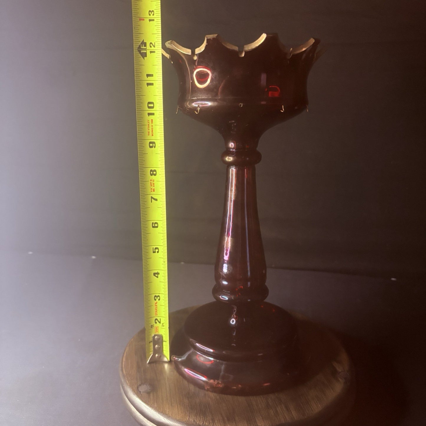 19th Century Bohemian Ruby Glass Mantle Luster 1860-1880 12" Tall 6" Diameter7