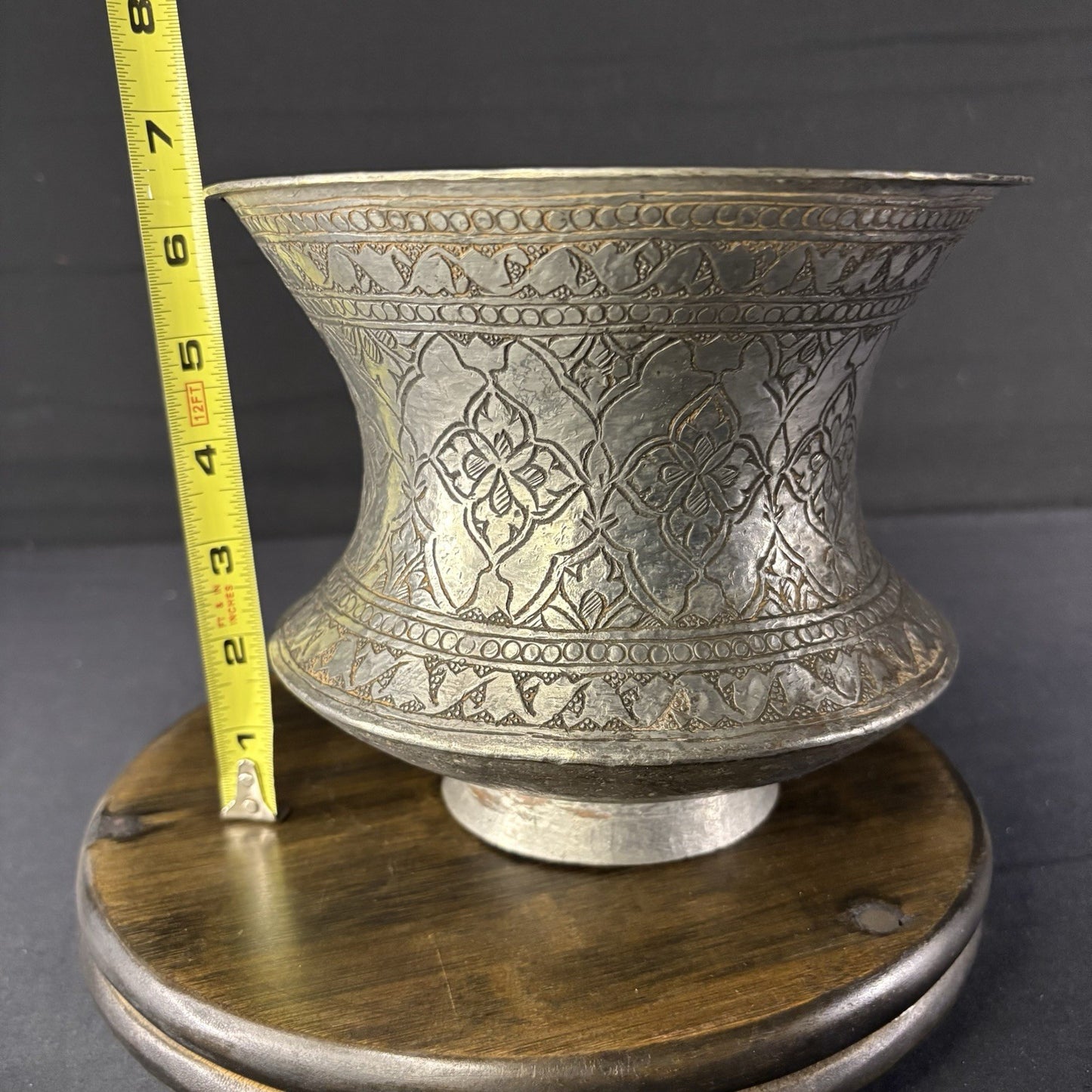 Qajar Era Copper Vessel Hand Hammered Islamic Calligraphy Tinned Late 1800s4