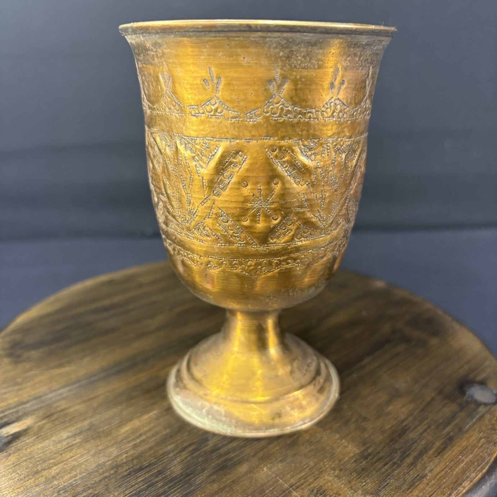 Goblet Qajar Dynasty Antique Copper Hand Etched Goblet (cup) Early 1900s1