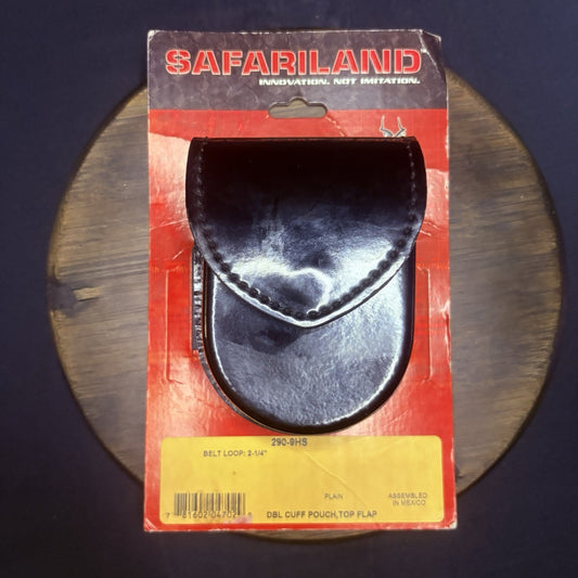 Safariland 290 Double Handcuff Pouch Shinny Leather Hidden Snap 2.25" Belt Loop0