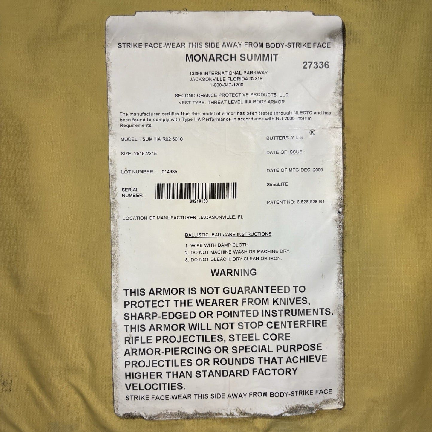 Second Chance 3A IIIA Bullet Proof Vest Size XL Ballistic Vest w/ Trauma Plate10