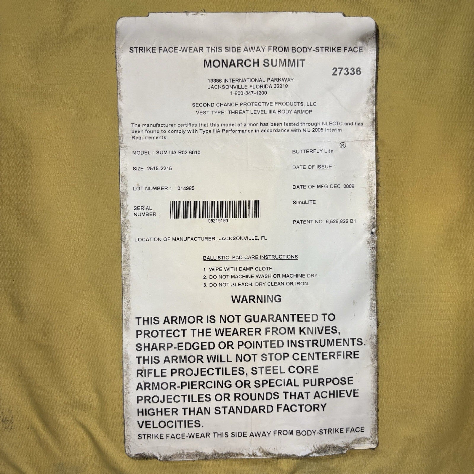Second Chance 3A IIIA Bullet Proof Vest Size XL Ballistic Vest w/ Trauma Plate10