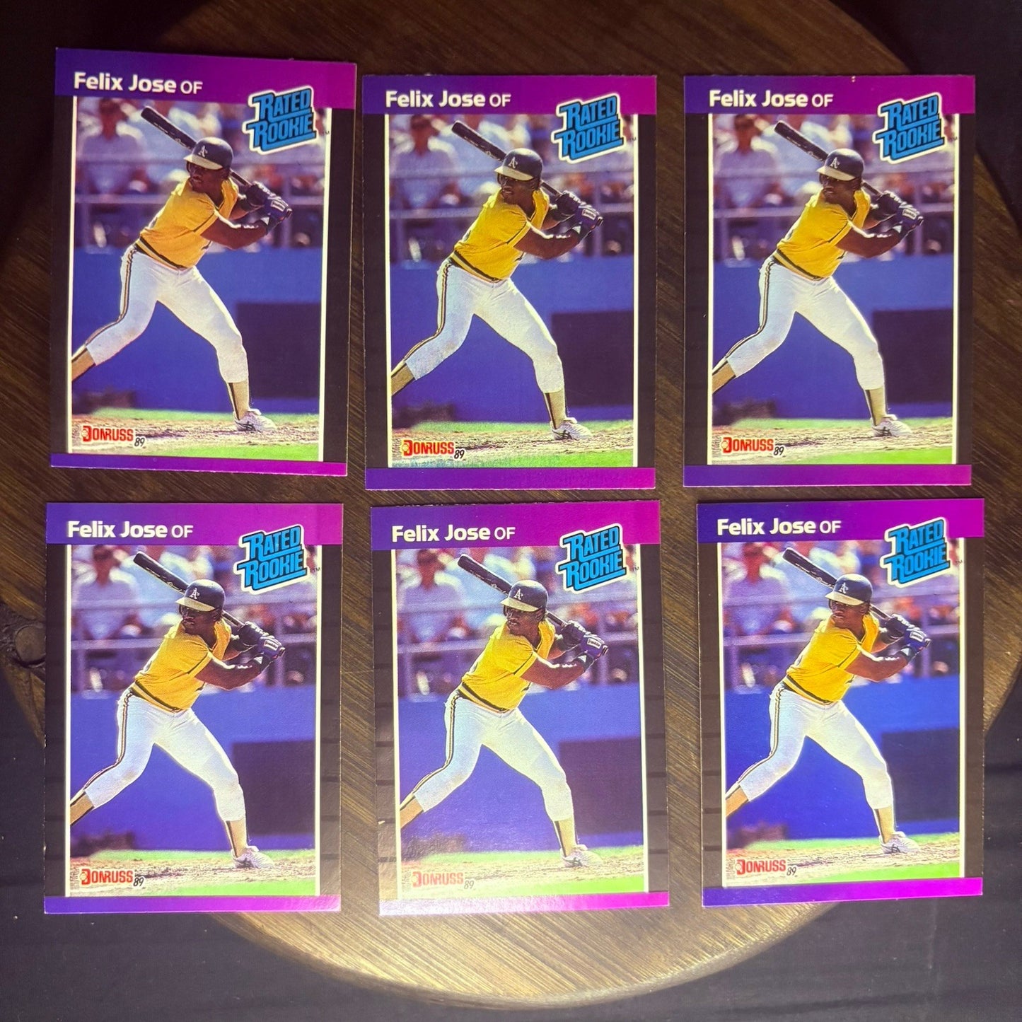 (Lot Of 6) 1989 Felix Jose Donruss Baseball ROOKIE #38  Oakland Athletics0