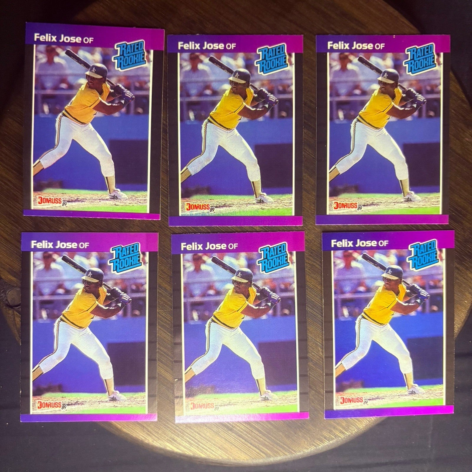 (Lot Of 6) 1989 Felix Jose Donruss Baseball ROOKIE #38  Oakland Athletics0