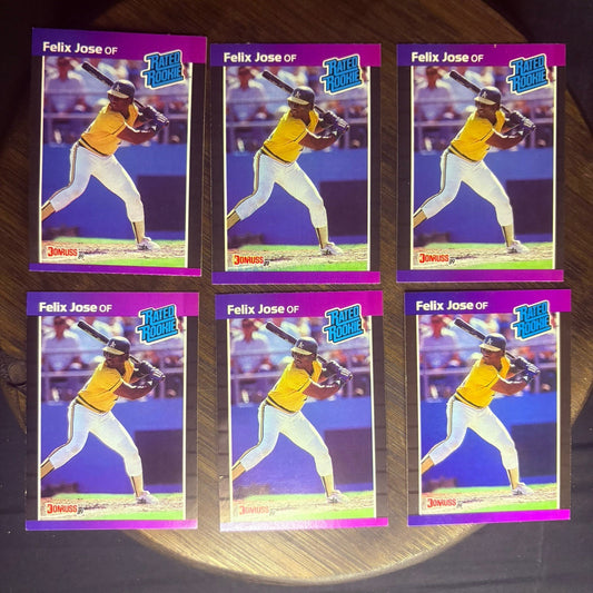 (Lot Of 6) 1989 Felix Jose Donruss Baseball ROOKIE #38  Oakland Athletics0