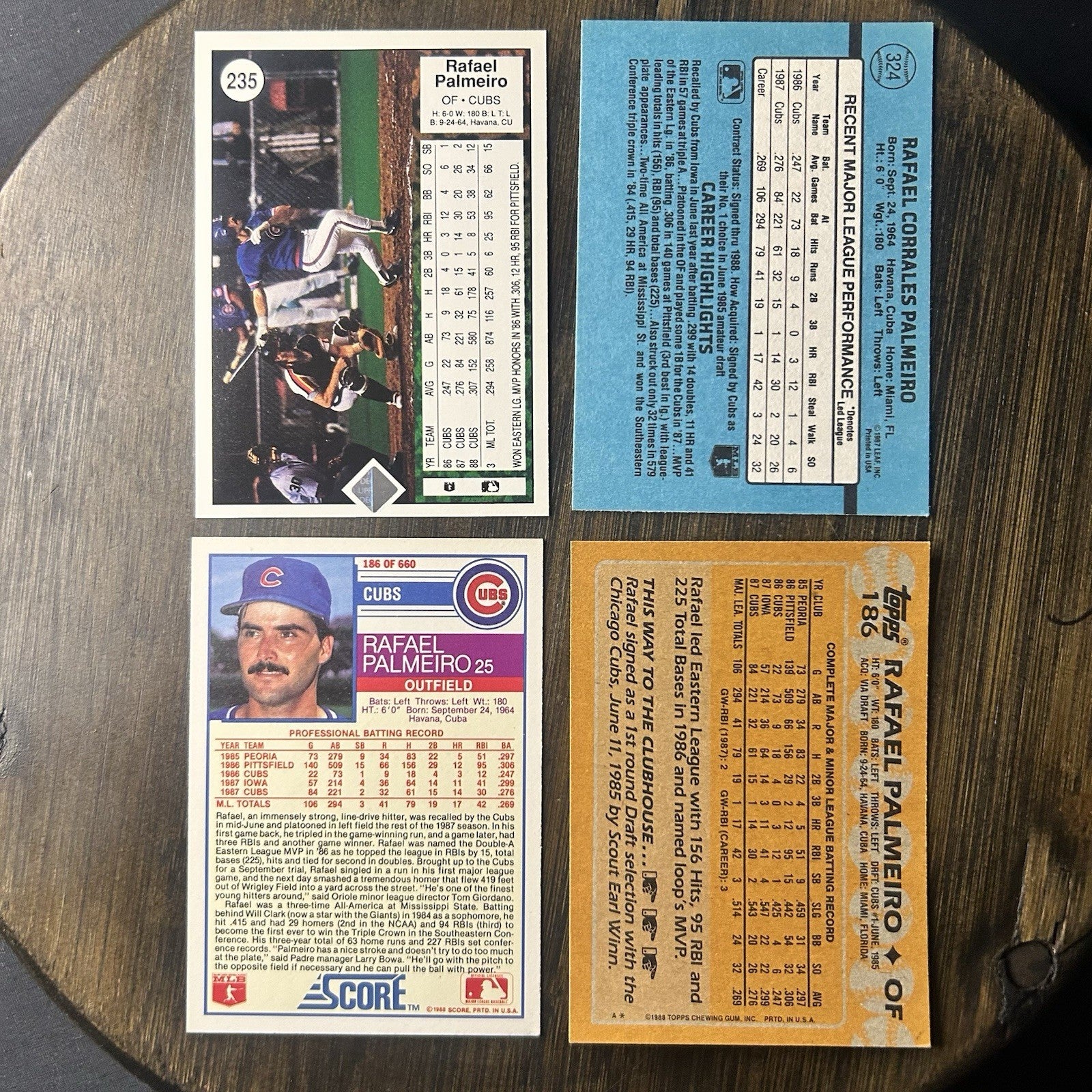 (4) 1988 Rafael Palmeiro Trading Card Lot #235, #324, #1861