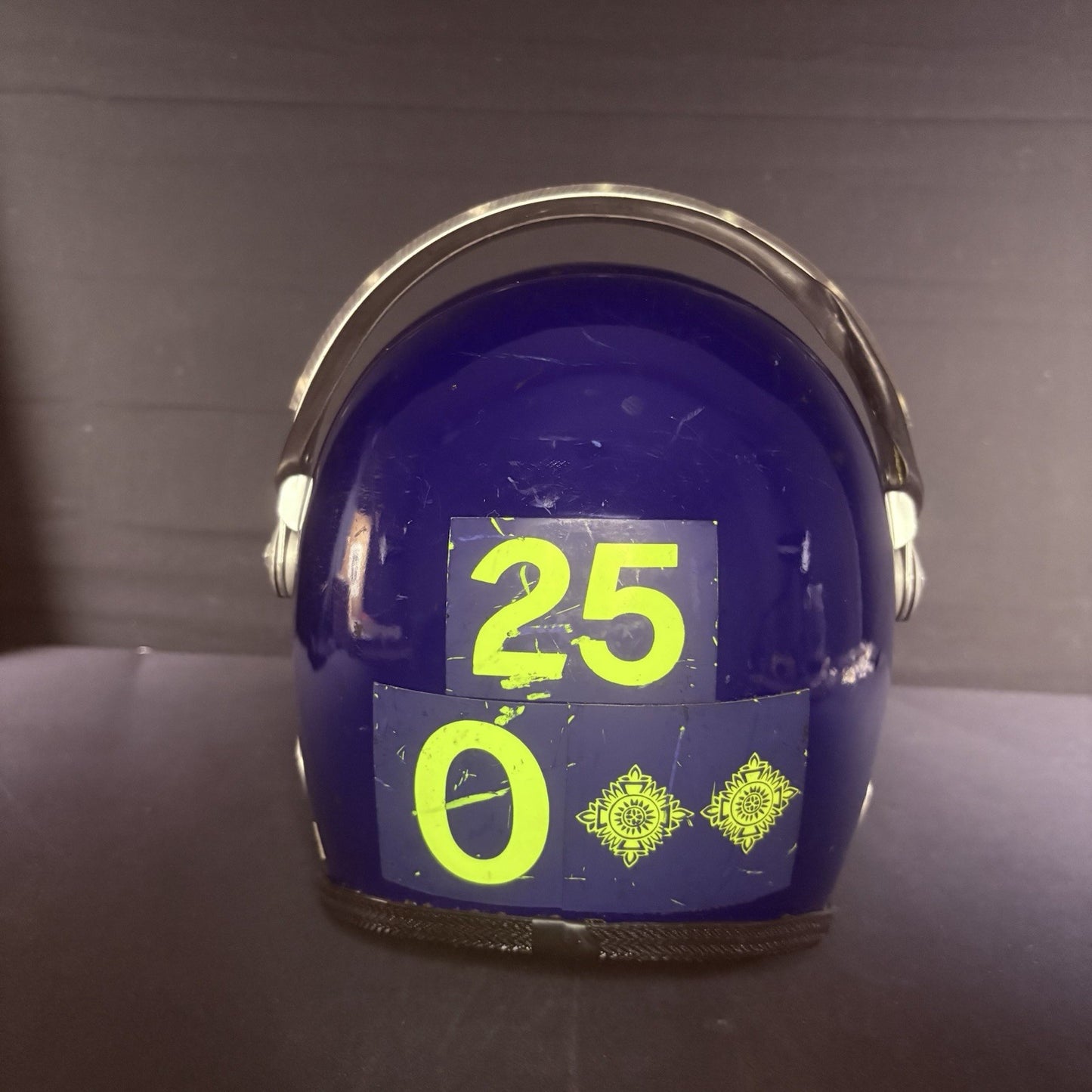 Vintage Police Riot Helmet Blue with Stickers & Face Shield One Size7