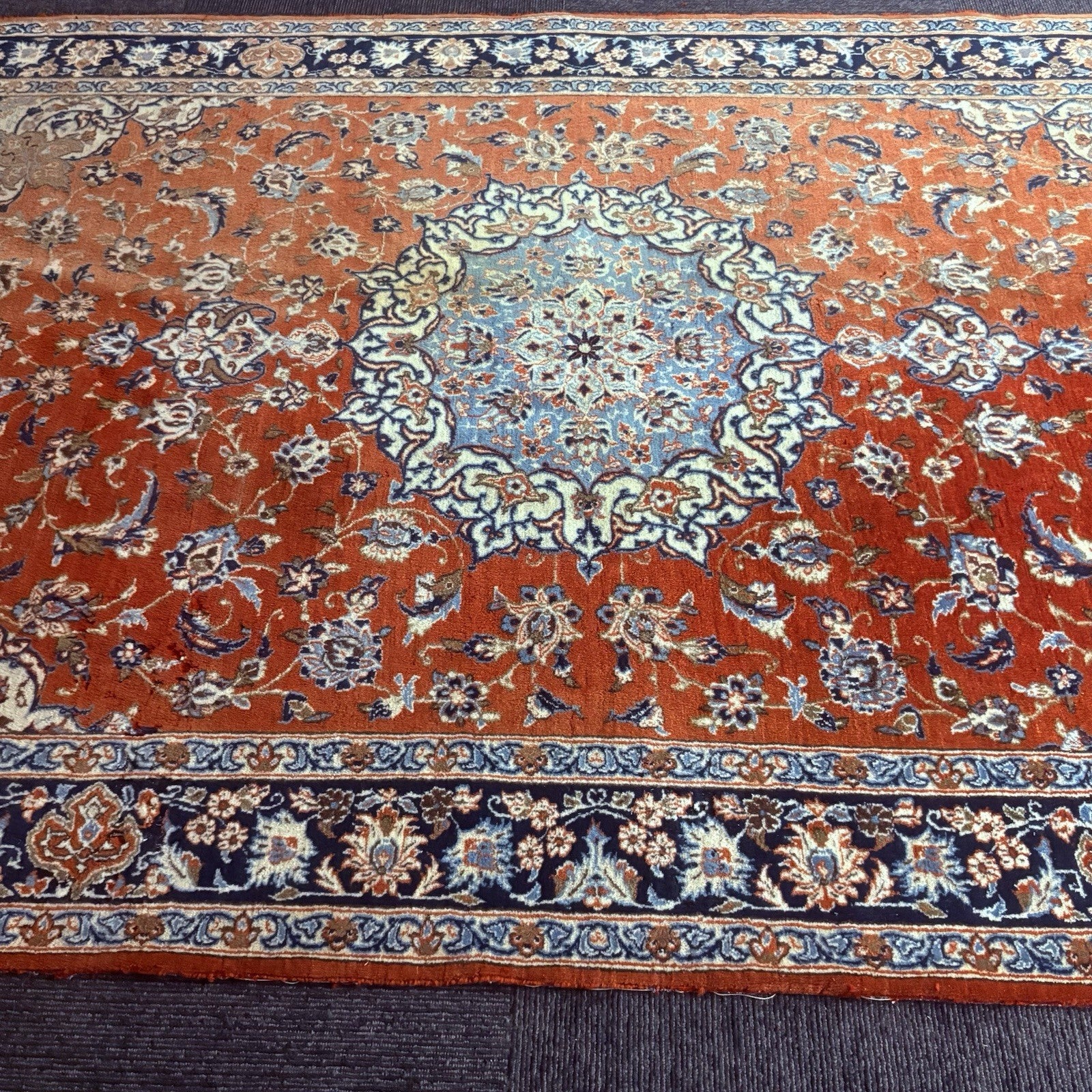 Semi-Antique Hand Knotted Rug 5x7 Medallion 324KPSI Estate Find 1970s Floral Rug5