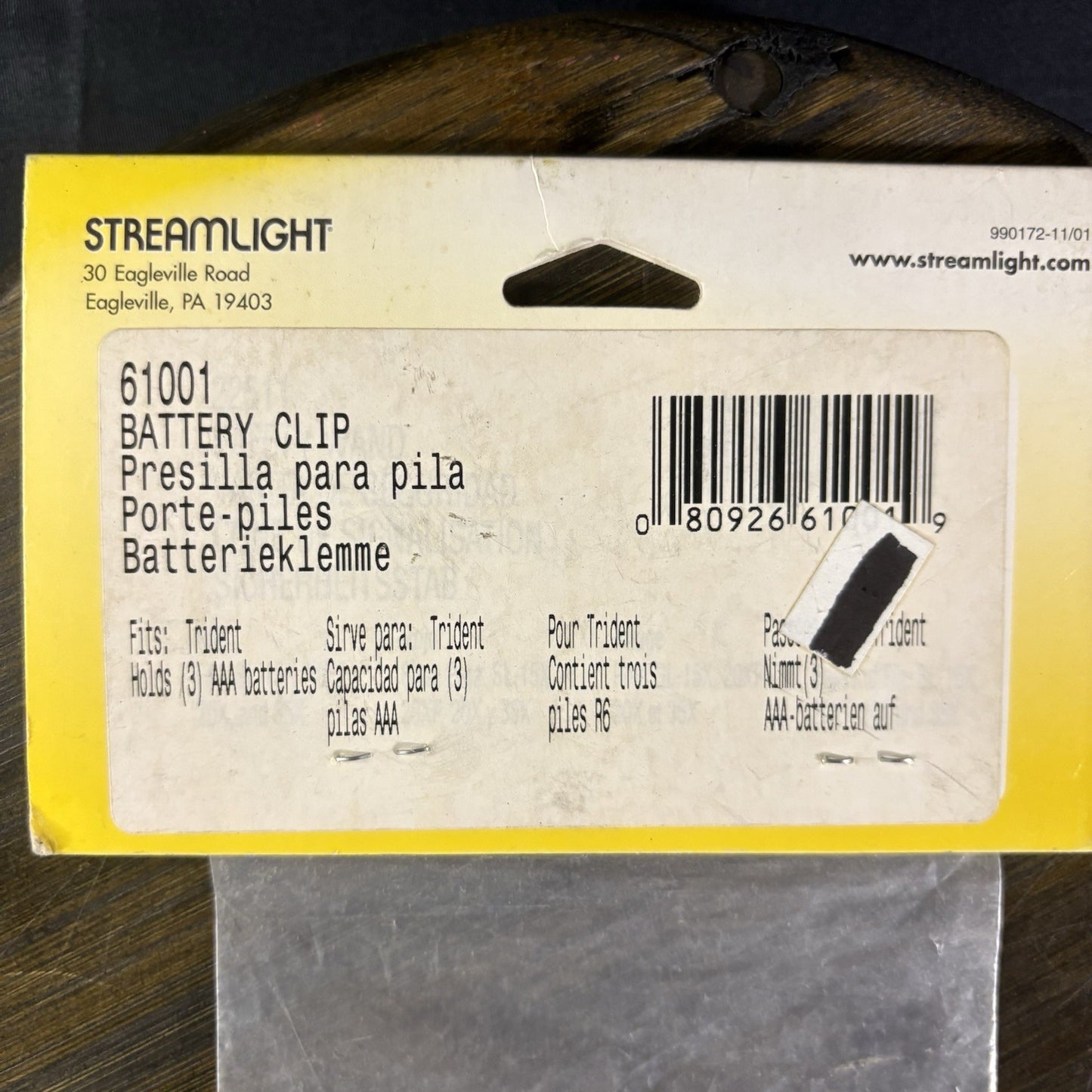 Streamlight Trident Flashlight Battery Clip 61001 Holds 3 AAA Batteries1