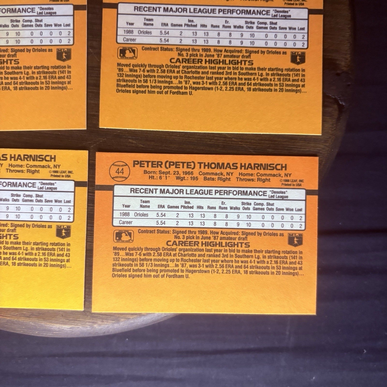 (Lot Of 6) 1989 Donruss #44 Pete Harnisch Rookie Card Baltimore Orioles Card Lot6