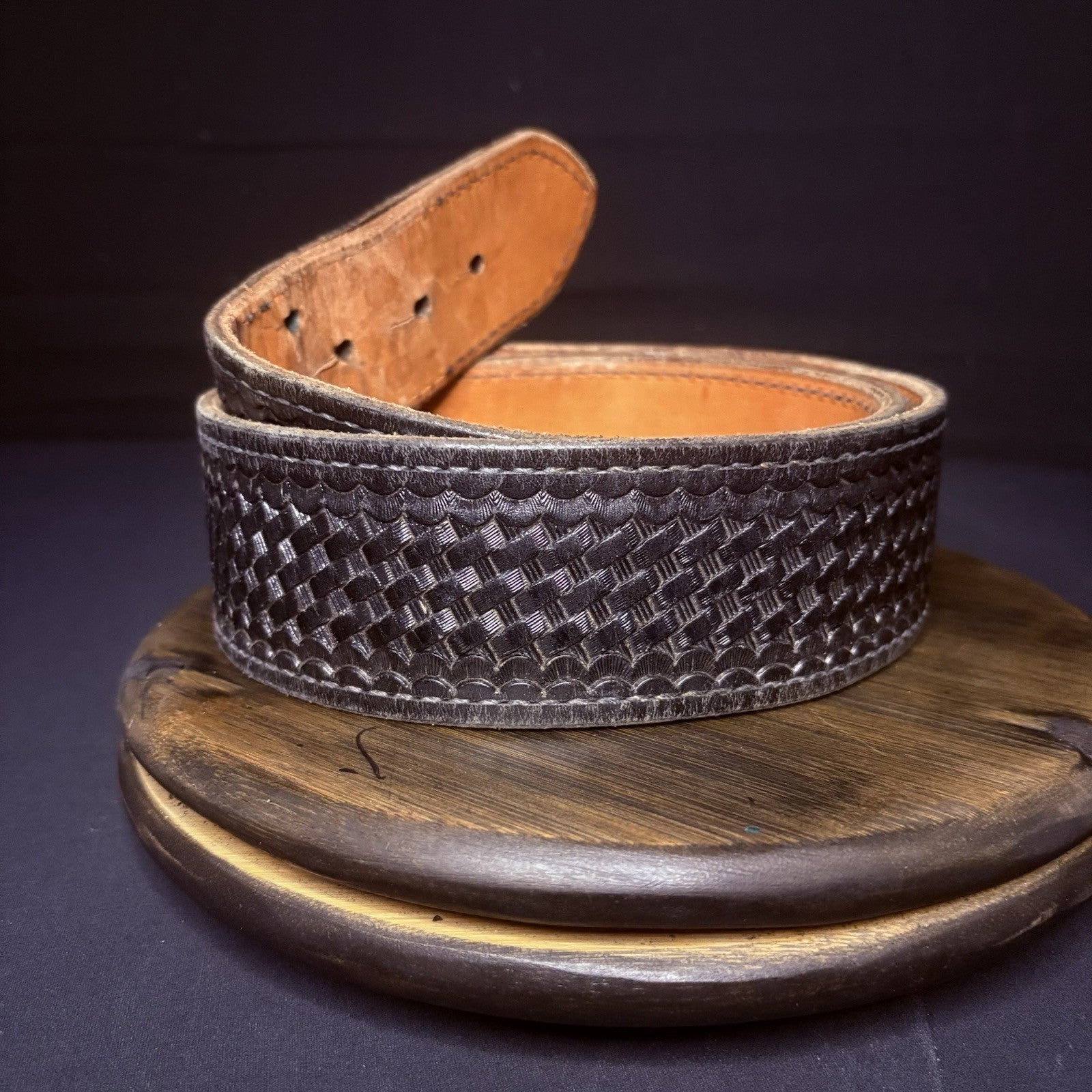 Vintage Tex Shoemaker Duty Belt (Size 34" Waist) Black Leather Basketweave USA4