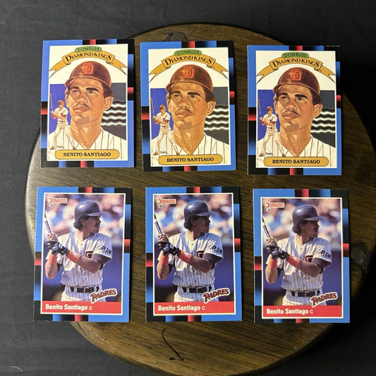 1988 Benito Santiago Lot (3)Donruss #114 & (3)Diamond Kings #3 San Diego Padres0