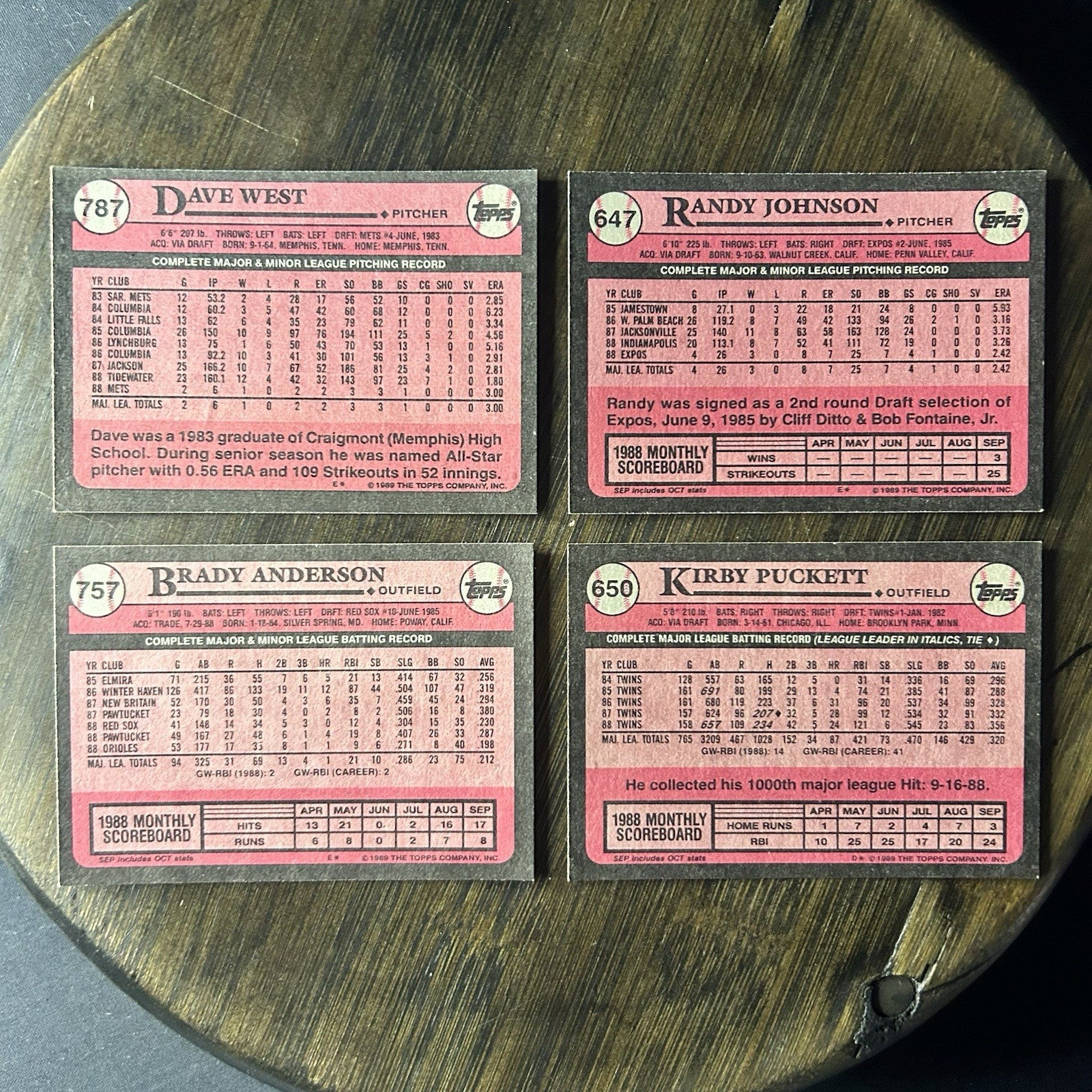 1989 Topps Baseball Trading Card Lot Of (4) Randy Johnson #6471