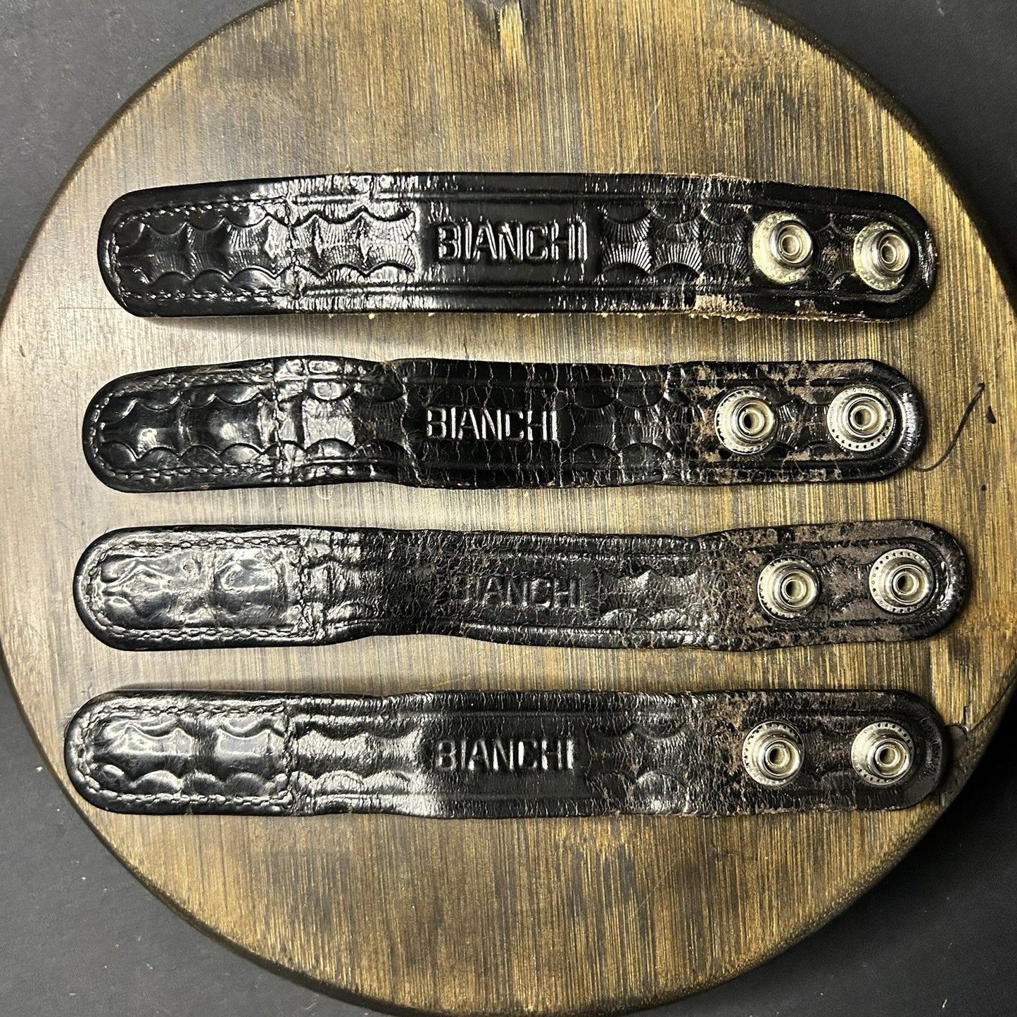 Bianchi Duty Belt Keeper (4) Leather Black Basket Weave With Hidden Double Snaps0