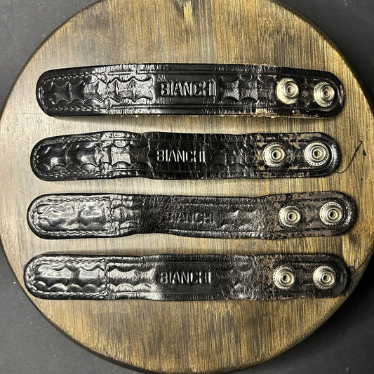 Bianchi Duty Belt Keeper (4) Leather Black Basket Weave With Hidden Double Snaps0