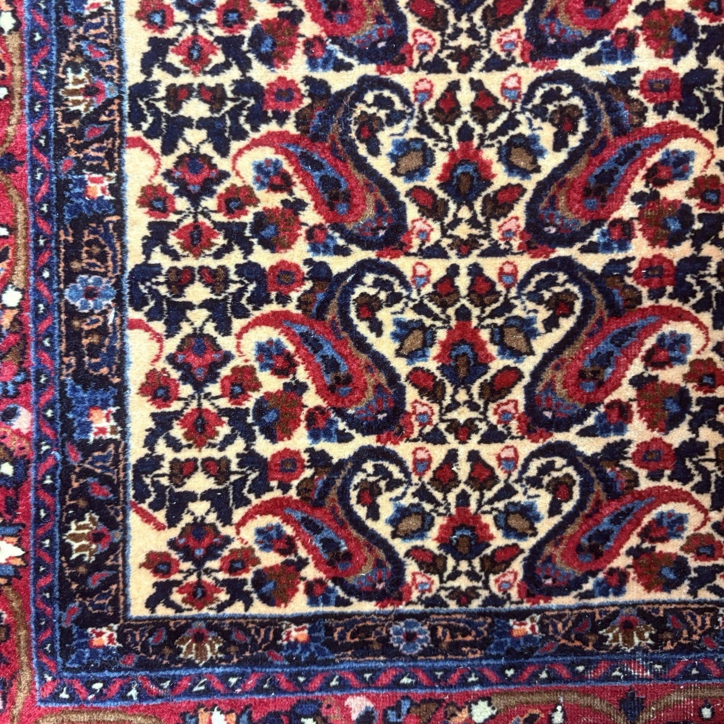 Antique 1910s Bidjar Hand Knotted Paisley Boteh Rug 5x7  342KPSI Natural Dye12