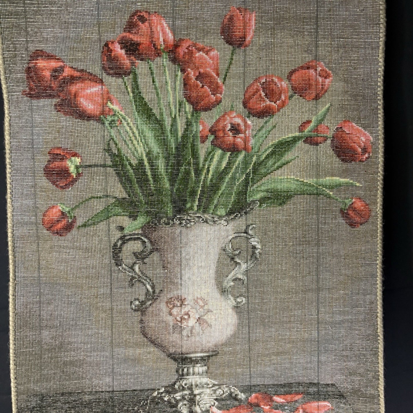 Pictorial Rug 3D Tulips Hand Knotted 27”x 20”  w/Rug Hangers14