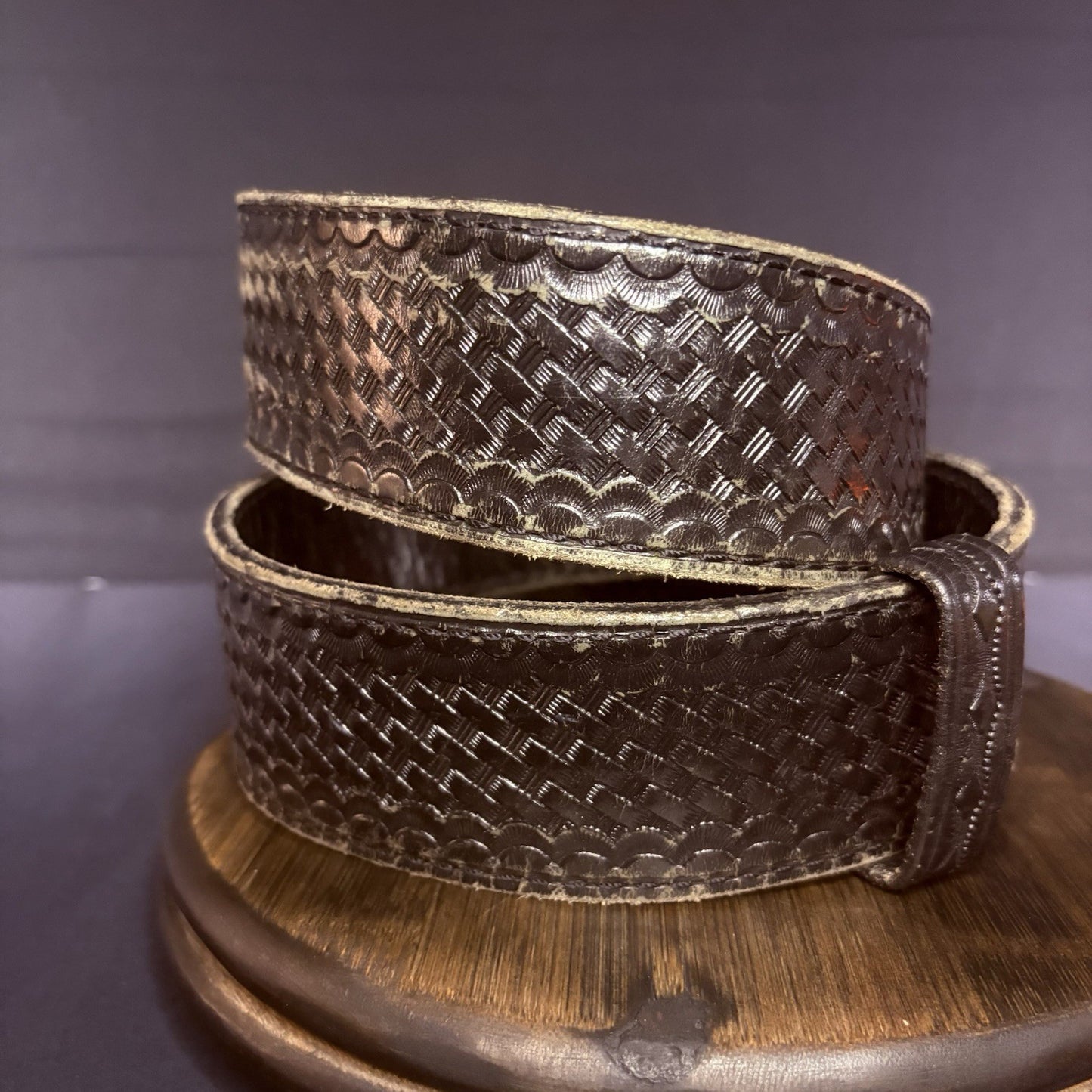 JS Leather Sam Browne Duty Belt Size 36" Black Basket Weave Black Brass Buckle6