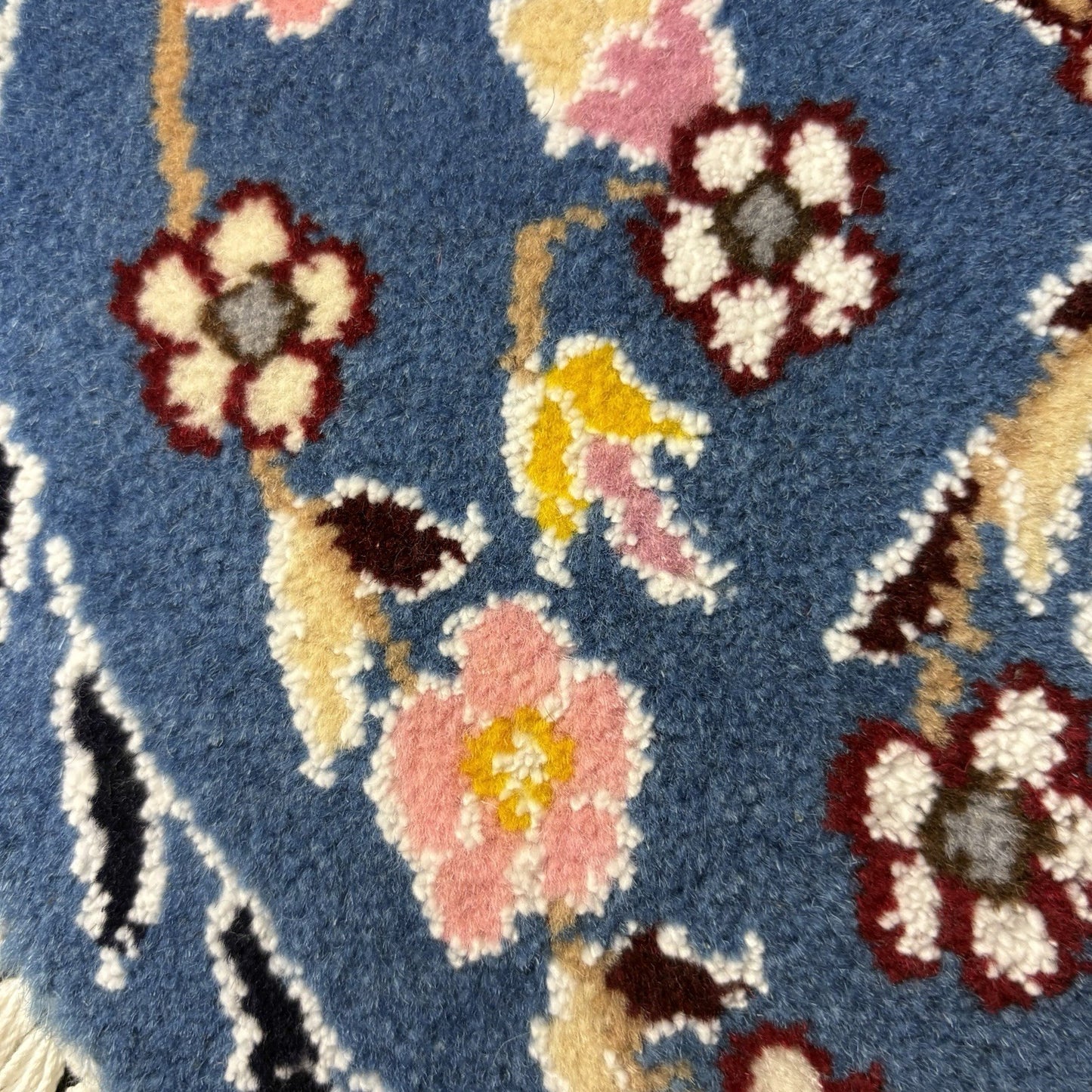 Hand Knotted Rug Heart Shape Purple w/Flowers 14”x13” VERY RARE12