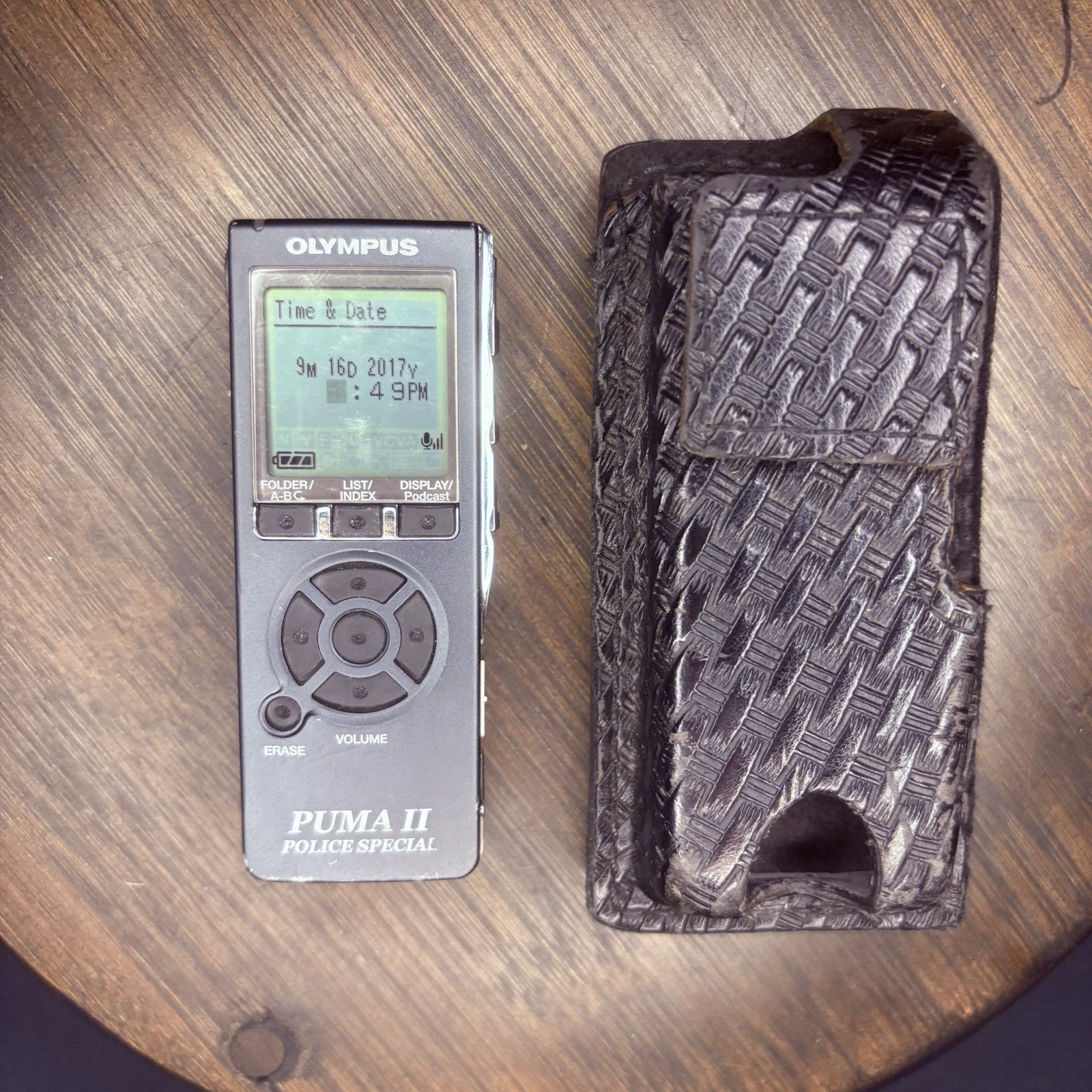 Olympus Puma 2/II Voice Recorder w/Leather Case Law Enforcement Police Dictation0