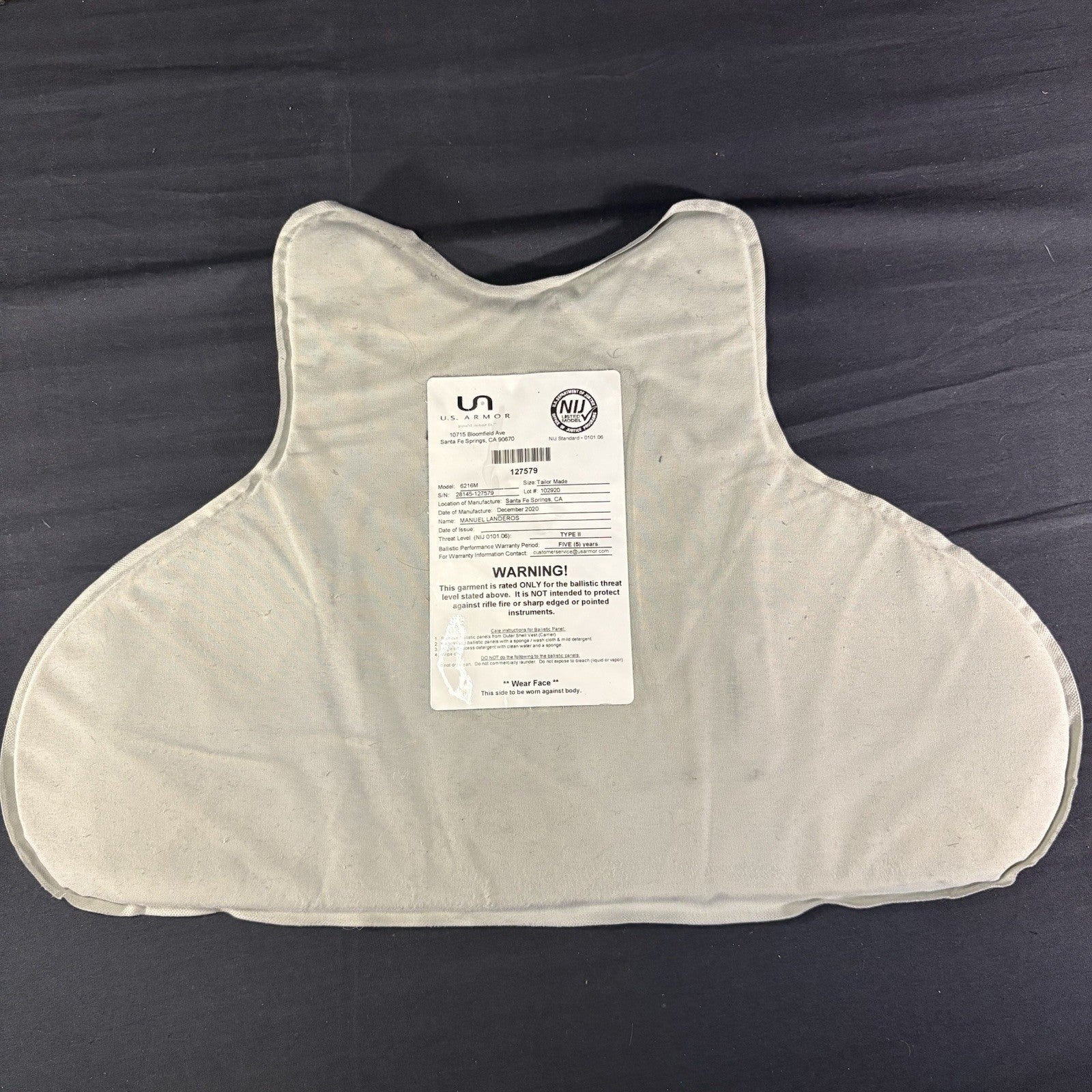 Level 2 (II) Bullet Proof Vest Size Small Concealable Vest 2020 US Armor Vest14