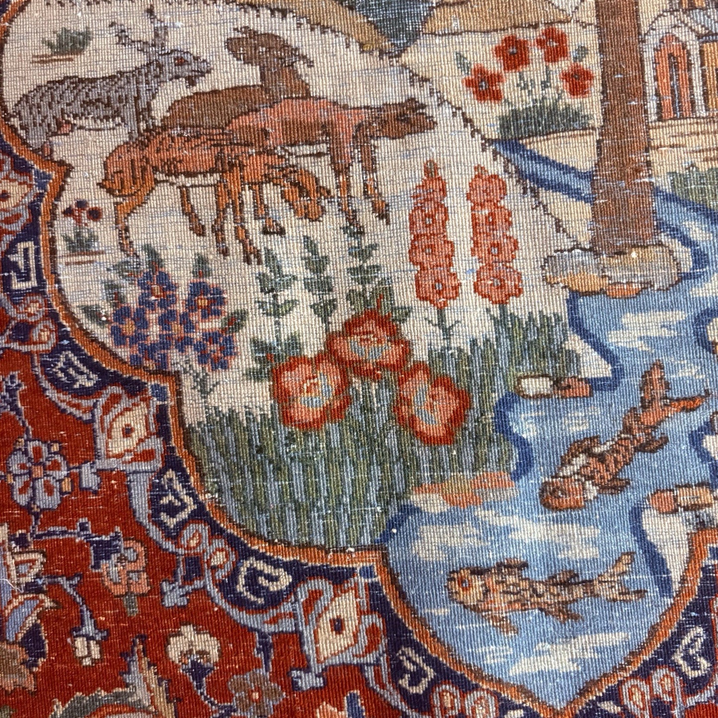 Antique Persian Hand Knotted Pictorial Rug 4'x6' 289 KPSI 1940s Tabrizz Rug20