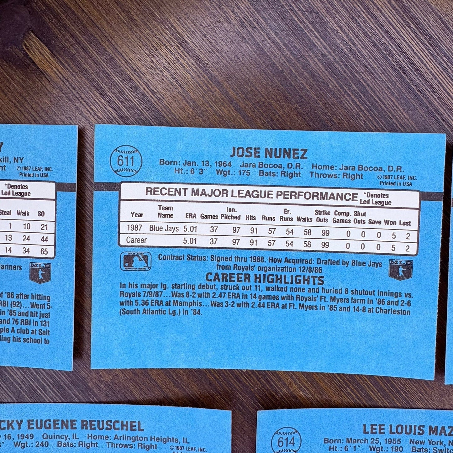 Donruss 1988 High Grade Cards #610, #611, #612, #613, #614 MLB Baseball (Lot 5)10
