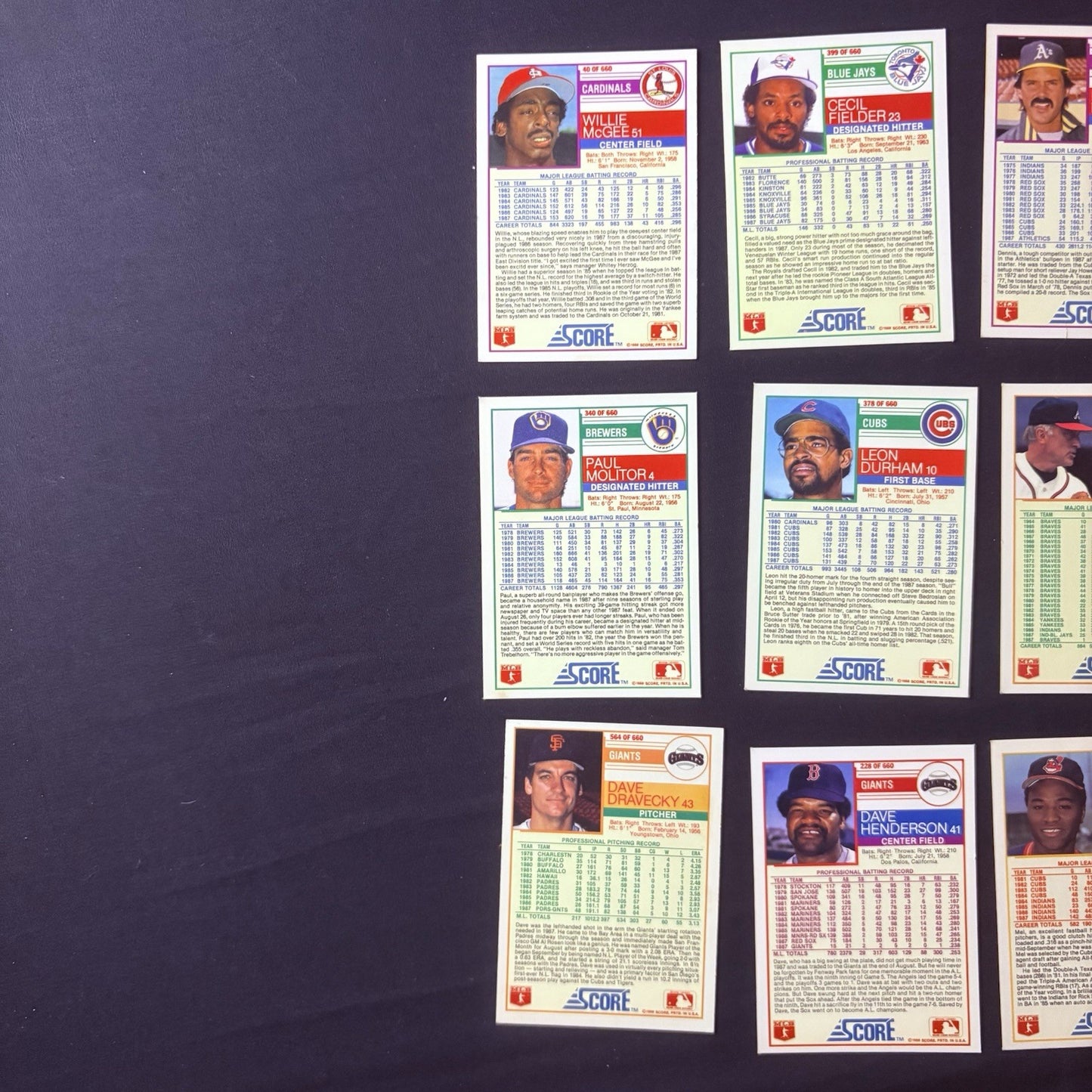 1988 Score High Grade Baseball Card Lot Of (21) NM Cards6