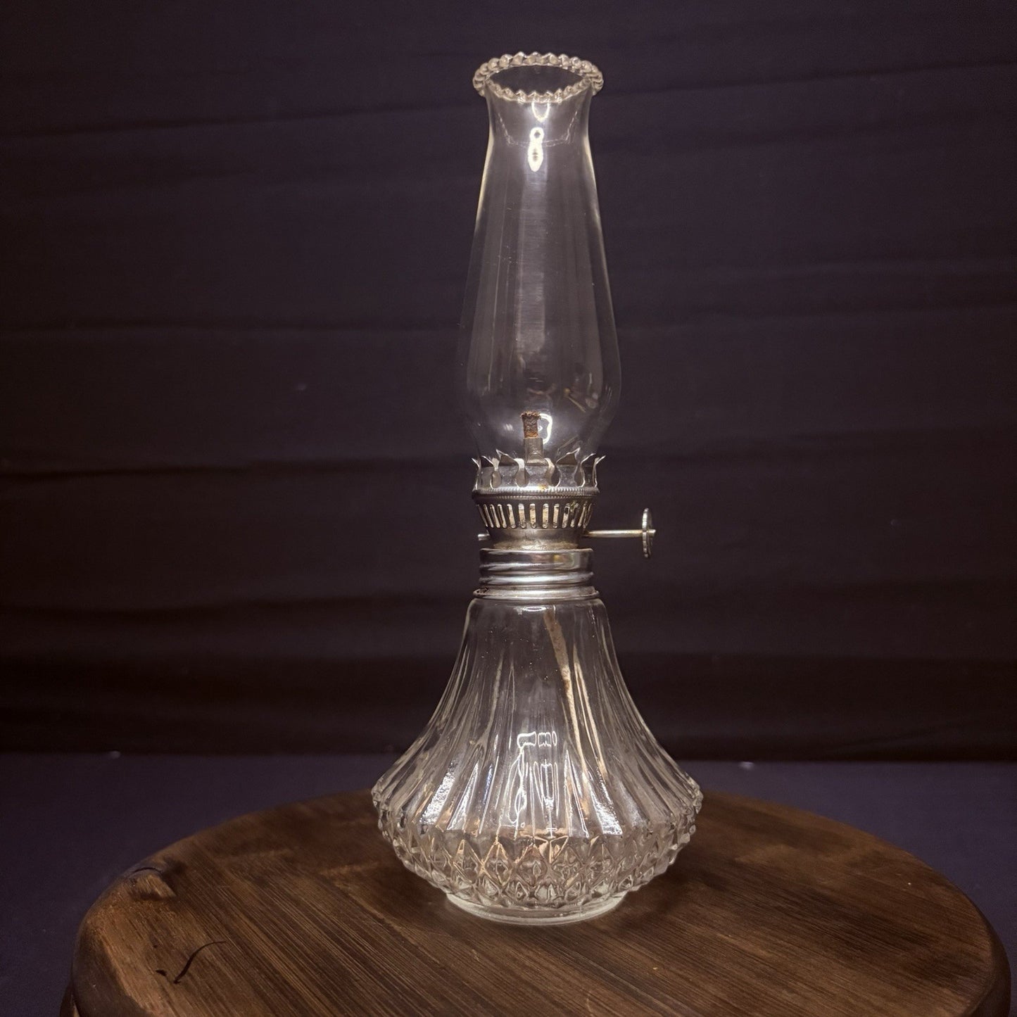 VTG Miniature Hurricane Oil Lamp Lamplight Farms Petite Diamond Cut Crystal Base11